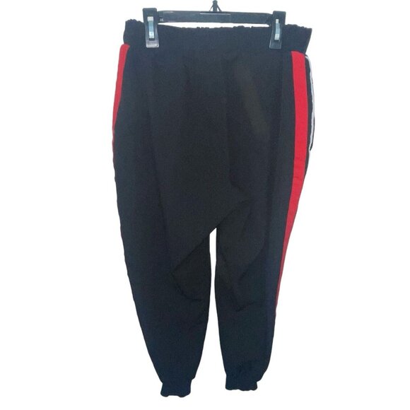 ZARA BASIC Women's Size Small Black Jogger Pants with Red White Side Stripes - Picture 3 of 8